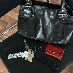 Long Keychain - Vintage Velvet Roses Navy Blue